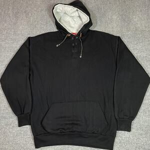 Coleman Hoodie Mens XL Black Henley Pullover Kangaroo Pocket Sweatshirt